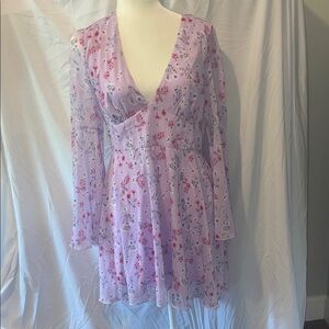 Lilac Floral Chiffon Dress